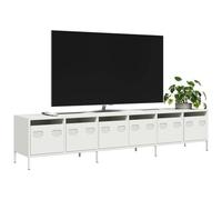 BOWEKAM Muebles, centros de entretenimiento y soportes de TV, mueble de TV blanco de 202 x 39 x 43,5 cm, acero laminado en frío