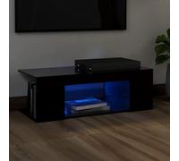 BOWEKAM Muebles, centros de entretenimiento y soportes de TV, mueble de TV con luces LED, color negro, 90 x 39 x 30 cm