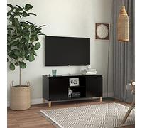 BOWEKAM Muebles, centros de entretenimiento y soportes de TV, mueble de TV con patas de madera maciza, color negro, 103,5 x 35 x 50 cm
