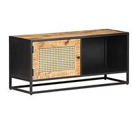 BOWEKAM Muebles, centros de entretenimiento y soportes de TV, mueble de TV de 90 x 30 x 40 cm, madera de mango áspera y caña natural
