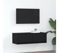 BOWEKAM Muebles, centros de entretenimiento y soportes de TV, mueble de TV de roble negro, 80 x 31 x 25,5 cm, madera de ingeniería