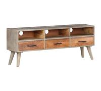 BOWEKAM Muebles, centros de entretenimiento y soportes de TV, mueble de TV gris, 130 x 35 x 51 cm, madera maciza de mango