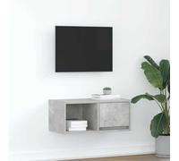 BOWEKAM Muebles, centros de entretenimiento y soportes de TV, mueble de TV gris concreto 60 x 31 x 25,5 cm, madera de ingeniería