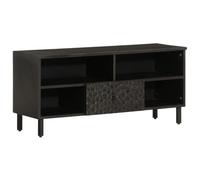 BOWEKAM Muebles, centros de entretenimiento y soportes de TV, mueble de TV negro, 100 x 33 x 46 cm, mango de madera maciza