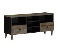 BOWEKAM Muebles, centros de entretenimiento y soportes de TV, mueble de TV negro, 100 x 33 x 46 cm, mango de madera maciza