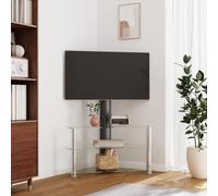 BOWEKAM Muebles, centros de entretenimiento y soportes de TV, soporte de TV de esquina de 3 niveles para 32-70 pulgadas, negro y plateado