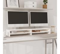 BOWEKAM Muebles, centros de entretenimiento y soportes de TV, soporte para monitor, color blanco, 100 x 24 x 13 cm, madera maciza de pino