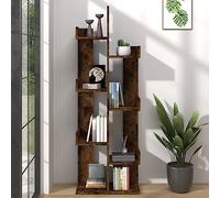 BOWEKAM Muebles, estanterías, estanterías y estantes de pie, armario para libros, 48 x 25,5 x 140 cm, madera de roble ahumado