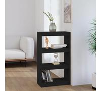 BOWEKAM Muebles, estanterías, estanterías y estantes de pie, armario para libros, divisor de habitación, color negro, 60 x 30 x 103,5 cm, madera maciza de pino