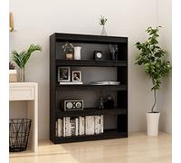 BOWEKAM Muebles, estanterías, estanterías y estantes de pie, armario para libros, divisor de habitación, color negro, 100 x 30 x 135,5 cm, madera de pino maciza