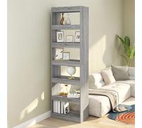 BOWEKAM Muebles, estanterías, estanterías y estantes de pie, armario para libros, divisor de habitación, color gris Sonoma, 60 x 30 x 198 cm