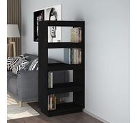 BOWEKAM Muebles, estanterías, estanterías y estantes de pie, armario para libros, divisor de habitaciones, color negro, 60 x 35 x 135 cm, madera de pino maciza