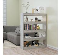 BOWEKAM Muebles, estanterías, estanterías y estantes de pie, armario para libros, divisor de habitaciones, color gris hormigón, 100 x 30 x 135 cm
