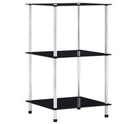 BOWEKAM Muebles, estanterías, estanterías y estantes de pie, estante de 3 niveles, color negro, 40 x 40 x 67 cm, vidrio templado