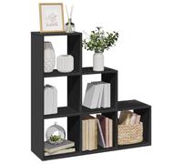 BOWEKAM Muebles, estanterías, estanterías y estantes de pie, estantería divisora de habitaciones, 3 niveles, color negro, 99 x 29 x 99 cm, madera de ingeniería