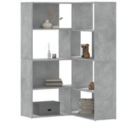 BOWEKAM Muebles, estanterías, estanterías y estantes de pie, estantería esquinera de 4 niveles gris concreto 85 x 85 x 140 cm, madera de ingeniería