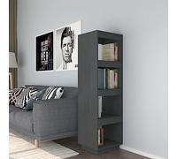 BOWEKAM Muebles, estanterías, estanterías y estantes de pie, mueble para libros, divisor de habitaciones, color gris, 40 x 35 x 135 cm, madera de pino maciza