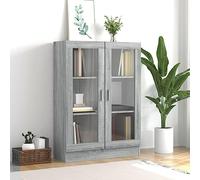 BOWEKAM Muebles, estanterías, estanterías y estantes de pie, Vitrine Cabinet Grey Sonoma 82,5 x 30,5 x 115 cm, madera de ingeniería