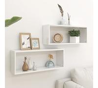BOWEKAM Muebles, estanterías, estantes de pared y repisas, estante de pared, 2 unidades, color blanco brillante, 60 x 15 x 23 cm, madera de ingeniería