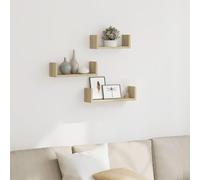 BOWEKAM Muebles, estanterías, estantes de pared y repisas, estante de pared, 3 piezas, madera de roble Sonoma