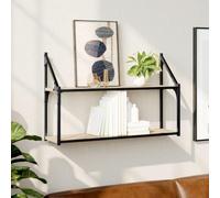 BOWEKAM Muebles, estanterías, estantes de pared y repisas, estante de pared de 2 niveles, roble Sonoma, 80 x 21 x 51 cm, madera de ingeniería