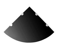 BOWEKAM Muebles, estanterías, estantes de pared y repisas, estantes de esquina 2 piezas con soportes cromados, vidrio negro, 45 x 45 cm