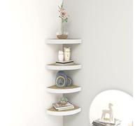 BOWEKAM Muebles, estanterías, estantes de pared y repisas, estantes de esquina de pared, 4 unidades, roble y blanco MDF de 35 x 35 x 3,8 cm