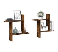 BOWEKAM Muebles, estanterías, estantes de pared y repisas, estantes de pared, 2 unidades, roble ahumado, 50 x 12 x 50 cm, madera de ingeniería
