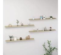 BOWEKAM Muebles, estanterías, estantes de pared y repisas, estantes de pared, 4 piezas, roble Sonoma, 115 x 9 x 3 cm