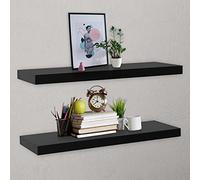 BOWEKAM Muebles, estanterías, estantes de pared y repisas, estantes flotantes de pared, 2 unidades, color negro, 120 x 20 x 3,8 cm