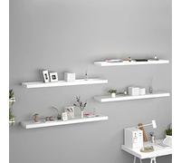 BOWEKAM Muebles, estanterías, estantes de pared y repisas, estantes flotantes de pared, 4 unidades, tablero DM blanco de 120 x 23,5 x 3,8 cm