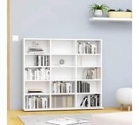 BOWEKAM Muebles, gabinetes y almacenamiento, armarios y estantes de almacenamiento multimedia, gabinete de CD blanco, 100 x 23 x 89,5 cm, madera de ingeniería