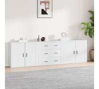 BOWEKAM Muebles, gabinetes y almacenamiento, bufés y aparadores, aparadores, 3 piezas, madera de ingeniería blanca