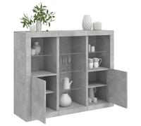 BOWEKAM Muebles, gabinetes y almacenamiento, bufés y aparadores, aparadores con luces LED, 3 piezas de madera de ingeniería gris hormigón