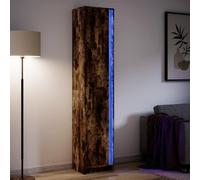 BOWEKAM Muebles, gabinetes y almacenamiento, bufés y aparadores, tabla alta con LED de roble ahumado, 41,5 x 32,5 x 200 cm, madera de ingeniería