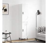 BOWEKAM Muebles, gabinetes y almacenamiento, bufés y aparadores, tablero alto blanco brillante, 34,5 x 34 x 180 cm, madera de ingeniería