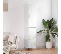 BOWEKAM Muebles, gabinetes y almacenamiento, bufés y aparadores, tablero alto blanco brillante, 34,5 x 34 x 180 cm, madera de ingeniería