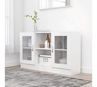 BOWEKAM Muebles, gabinetes y almacenamiento, bufés y aparadores, vitrino blanco brillante, 120 x 30,5 x 70 cm, madera de ingeniería