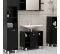 BOWEKAM Muebles, juegos de muebles, juegos de muebles de baño, armario de baño, color negro, 60 x 32 x 53,5 cm, madera de ingeniería