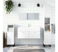 BOWEKAM Muebles, juegos de muebles, juegos de muebles de baño, armario de baño con espejo, madera de ingeniería blanca