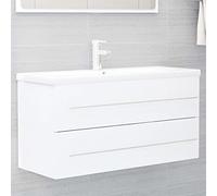 BOWEKAM Muebles, juegos de muebles, juegos de muebles de baño, armario de lavabo blanco, 100 x 38,5 x 48 cm, madera de ingeniería