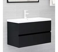 BOWEKAM Muebles, juegos de muebles, juegos de muebles de baño, armario de lavabo negro, 80 x 38,5 x 45 cm, madera de ingeniería