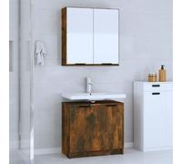 BOWEKAM Muebles, juegos de muebles, juegos de muebles de baño, juego de gabinete de baño de 2 piezas, madera de roble ahumado