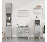 BOWEKAM Muebles, juegos de muebles, juegos de muebles de baño, juego de gabinete de baño de 3 piezas de madera de ingeniería gris hormigón