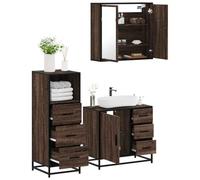 BOWEKAM Muebles, juegos de muebles, juegos de muebles de baño, juego de muebles de baño de 3 piezas, madera de roble marrón