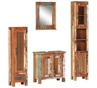 BOWEKAM Muebles, juegos de muebles, juegos de muebles de baño, juego de muebles de baño de 4 piezas de madera maciza recuperada