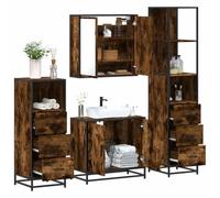 BOWEKAM Muebles, juegos de muebles, juegos de muebles de baño, juego de muebles de baño de 4 piezas, madera de roble ahumado