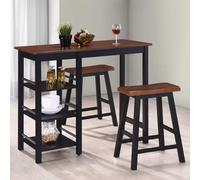 BOWEKAM Muebles, juegos de muebles, muebles de cocina y comedor, juego de bar de 3 piezas MDF negro