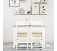 BOWEKAM Muebles, juegos de muebles, muebles de cocina y comedor, juego de comedor de 5 piezas, color blanco Panamá madera maciza de pino