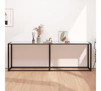 BOWEKAM Muebles, mesas, mesas de acento, mesas auxiliares, mesa de consola de mármol blanco de 220 x 35 x 75,5 cm, vidrio templado